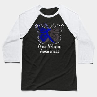 Ocular Melanoma Awareness  Black  Blue Baseball T-Shirt